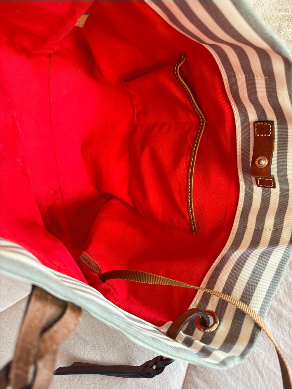 Dooney & Bourke Sullivan Beach Tote — Grey Stripe + Pink Bottom circa 2011 - Picture 6 of 10